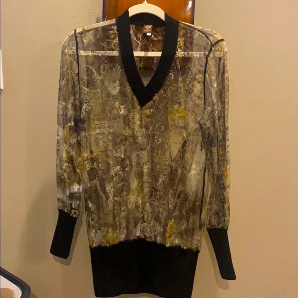 Jean Paul Gaultier V neck intricate mesh Sweater